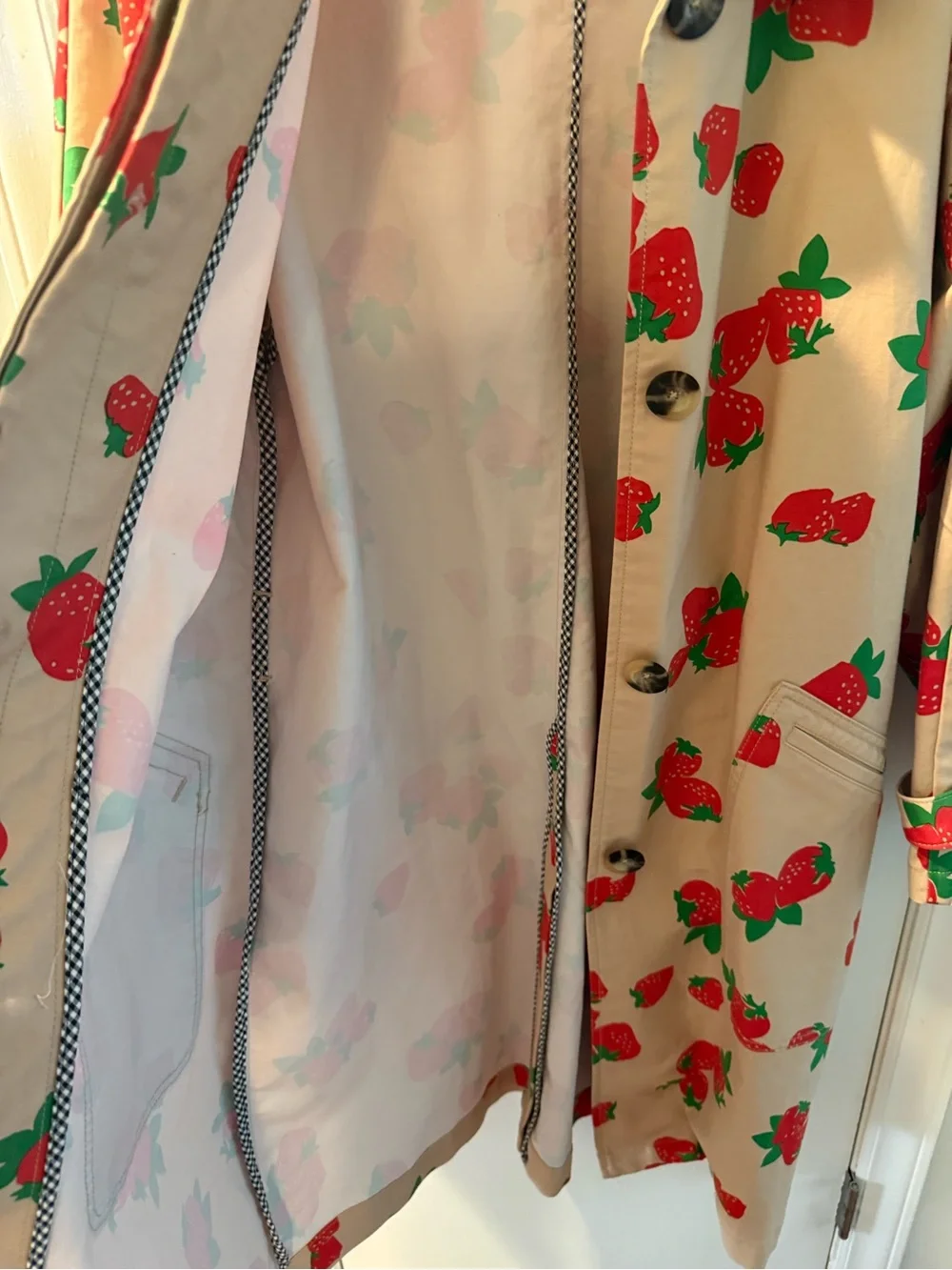 Maeve Strawberry Print Car Coat from Anthropologie Small - Picture 8 of 11